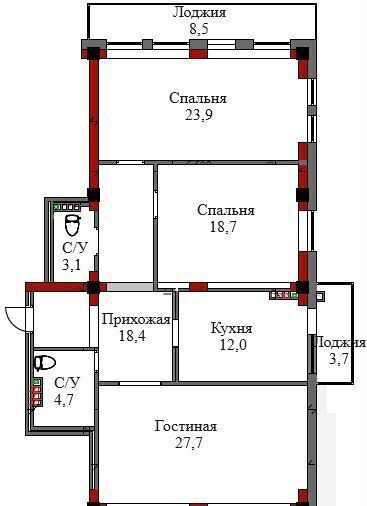 квартира г Нальчик Центр пр-кт Шогенцукова 21в фото 17