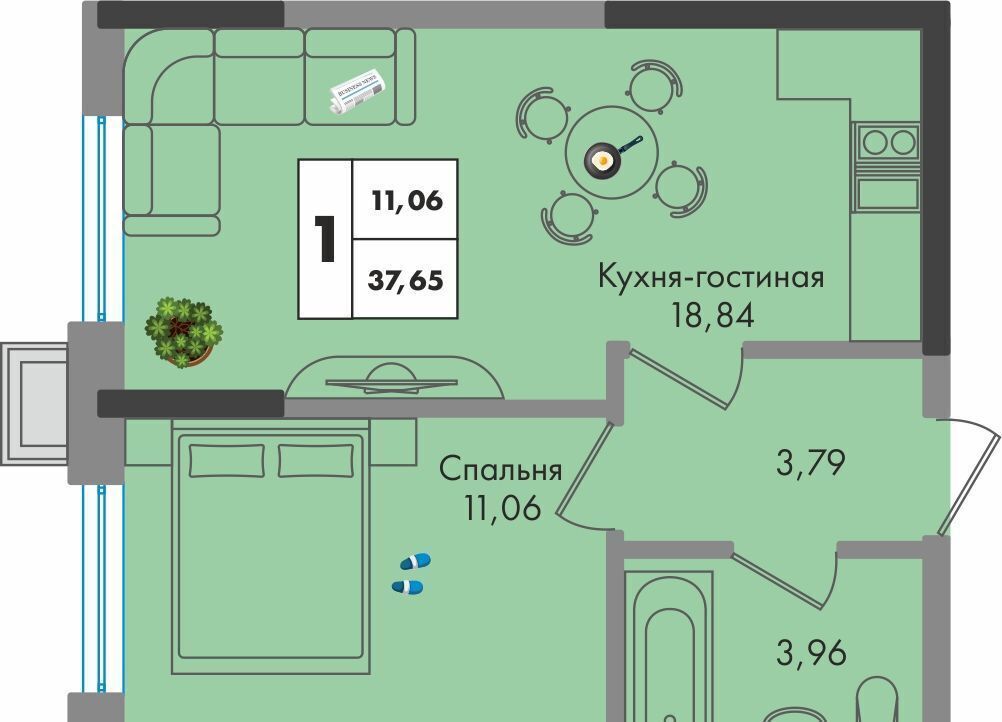 квартира г Краснодар р-н Прикубанский ул им. генерала Брусилова 1/2 д. 5 фото 1