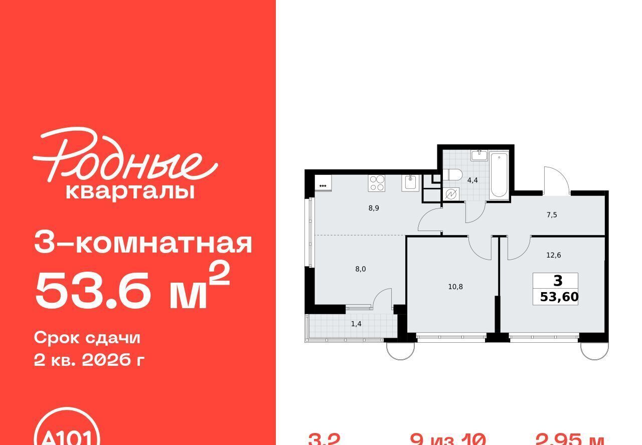 квартира г Щербинка ЖК «Родные кварталы» 3/2 Филатов Луг фото 1