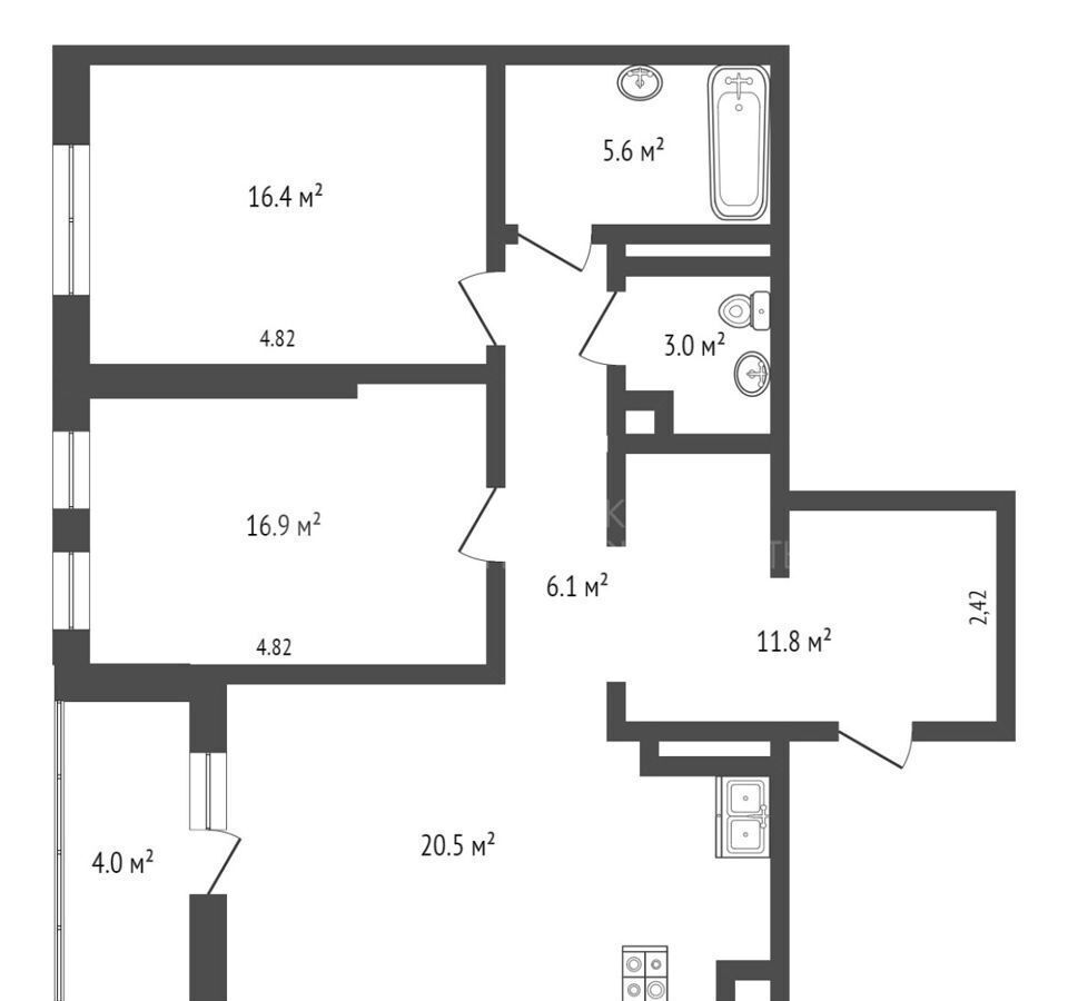 квартира г Тюмень р-н Калининский ул Московский тракт 83к/6 фото 40