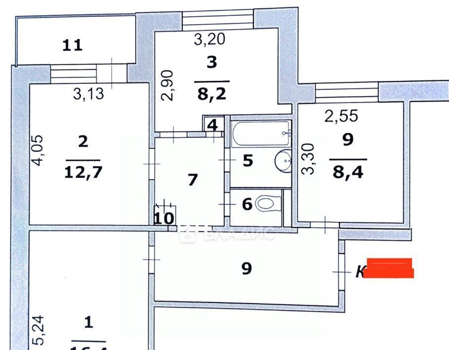 квартира г Белгород Западный ул 5 Августа 24 фото 11