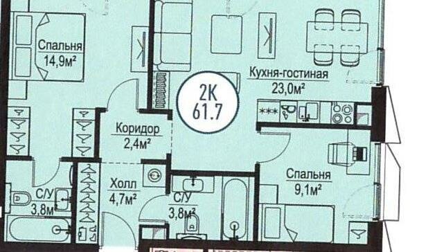 квартира г Москва метро Угрешская пр-кт Волгоградский 32/5к 3 фото 1