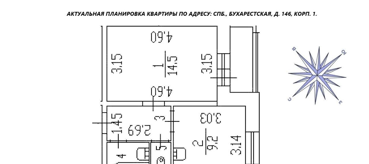 квартира г Санкт-Петербург ул Бухарестская 146к/1 Дунайская фото 20