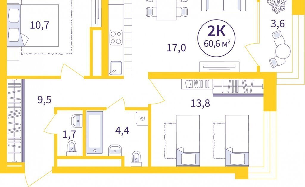 квартира г Екатеринбург Уралмаш улица 22-го Партсъезда, 5 фото 1