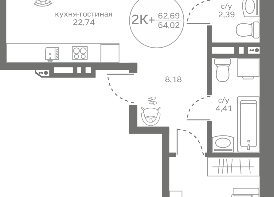 квартира р-н Тюменский д Патрушева жилой квартал Меридиан Юг фото 1