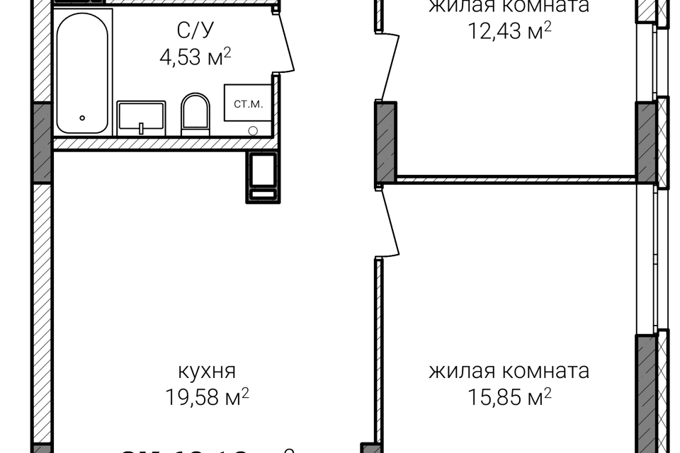 квартира г Нижний Новгород Нижний Новгород городской округ, ЖК Сахарный дол фото 1