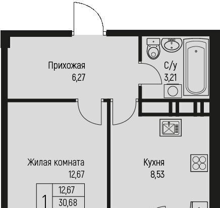 квартира р-н Тахтамукайский аул Новая Адыгея Старобжегокайское с/пос, аул, Ритм жилой комплекс фото 1