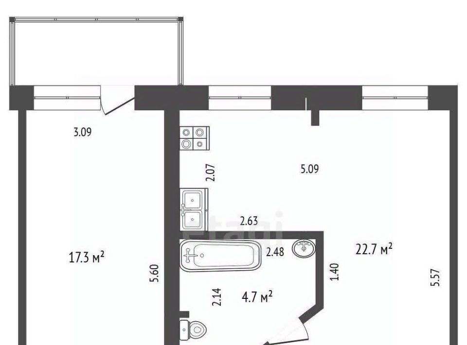 квартира г Тюмень р-н Калининский ул Луначарского 51 фото 3