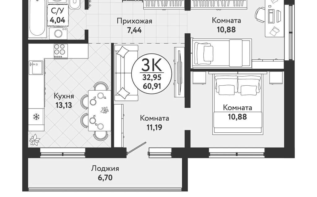 квартира г Новосибирск р-н Первомайский Речной вокзал ул Радиостанция N2 4 фото 2