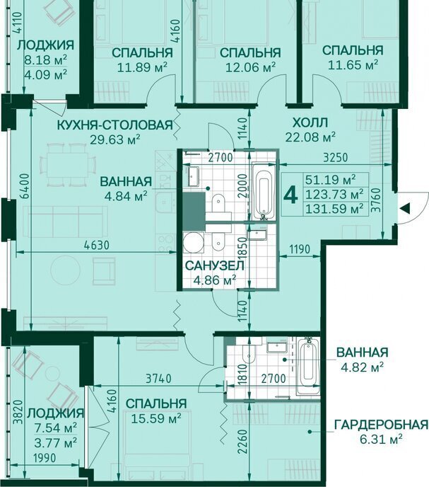 квартира г Санкт-Петербург метро Новочеркасская ул Магнитогорская 5к/3 ЖК Magnifika Residence округ Большая Охта фото 1