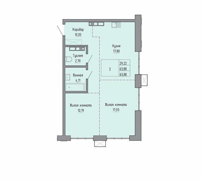 квартира г Хабаровск р-н Индустриальный ул Шеронова 20 ЖК «ONYX» фото 1