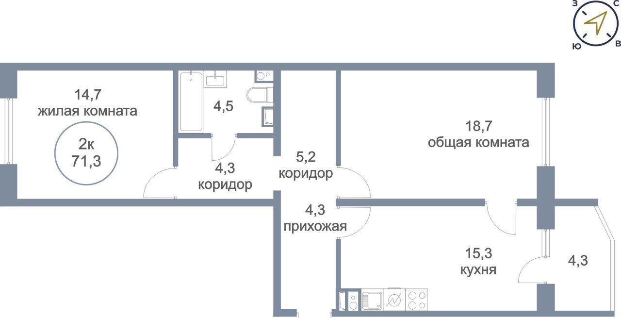 квартира г Нефтеюганск мкр 17-й 7 корп. 2 фото 1