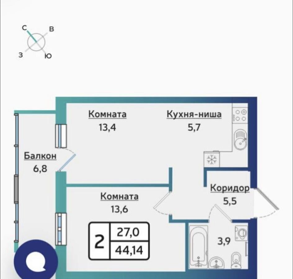 квартира г Ижевск р-н Устиновский Аэропорт ул Новаторов 2к/1 ЖК «ARTNOVA» фото 1