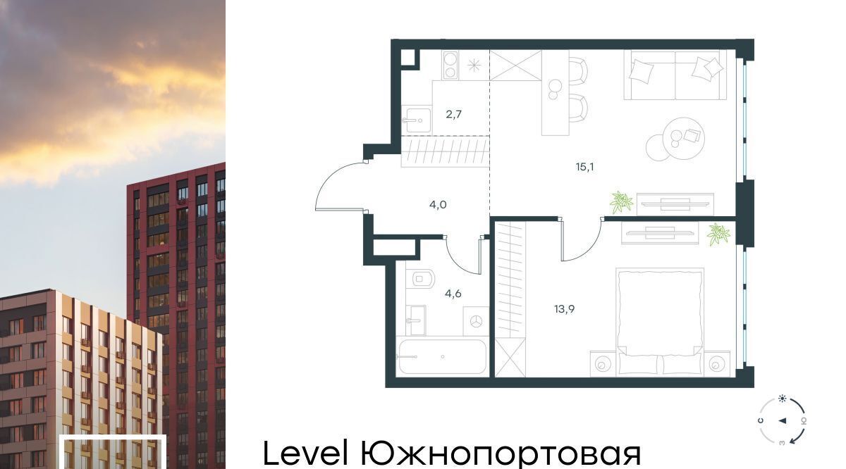 квартира г Москва метро Кожуховская ЖК Левел Южнопортовая 14 муниципальный округ Печатники фото 1