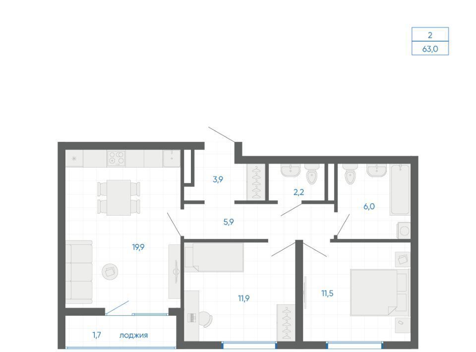 квартира г Екатеринбург Чкаловская 12-й кв-л, 6, Академический мкр фото 1