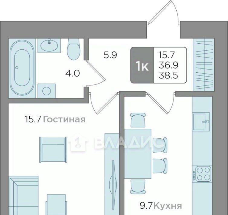 квартира г Калининград р-н Центральный ул Новгородская 3ак/6 фото 11