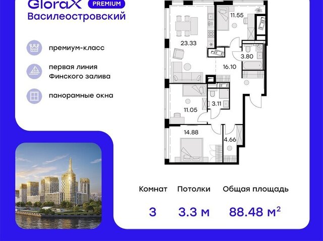 метро Приморская ул Челюскина 10 ЖК «GloraX Premium Василеостровский» Морской округ фото