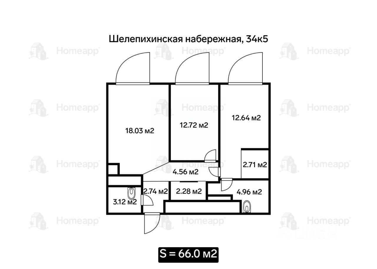 квартира г Москва СЗАО Хорошево-Мневники наб Шелепихинская 34/5 Жилой комплекс «Сердце столицы», Московская область фото 2