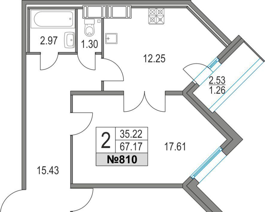 квартира г Санкт-Петербург метро Пионерская пр-кт Богатырский 2а округ Комендантский аэродром фото 1