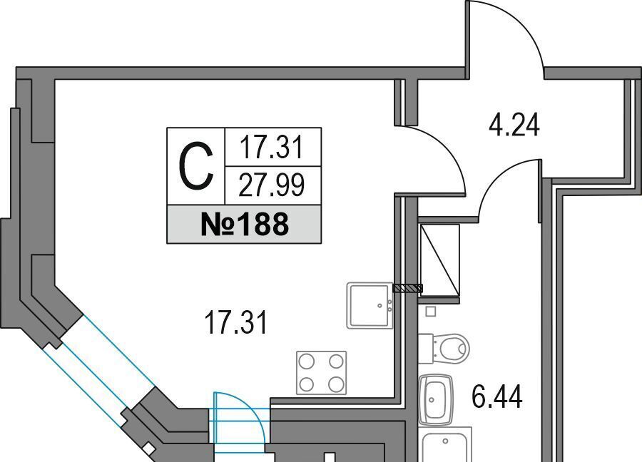 квартира г Санкт-Петербург метро Пионерская пр-кт Коломяжский 13к/2 округ Комендантский аэродром фото 1