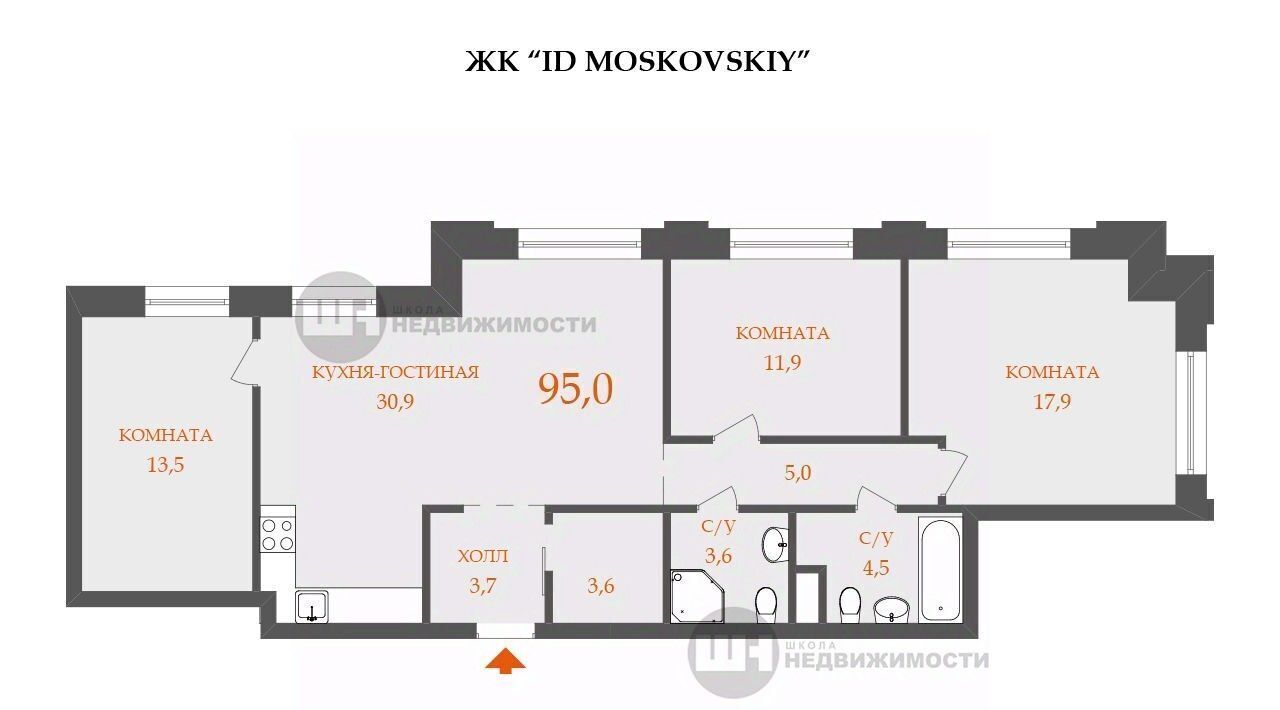 квартира г Санкт-Петербург метро Фрунзенская р-н Московская Застава пр-кт Московский 72к/2 ЖК iD Moskovskiy фото 2