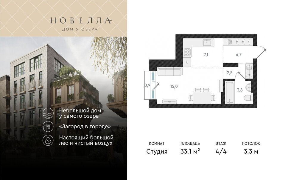 квартира г Новосибирск р-н Заельцовский Заельцовская Карьер Мочище ЖК «Новелла» фото 1