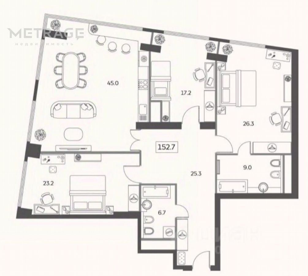 квартира г Москва метро Шаболовская ул Мытная 40к/3 ЖК Sky House муниципальный округ Якиманка фото 1