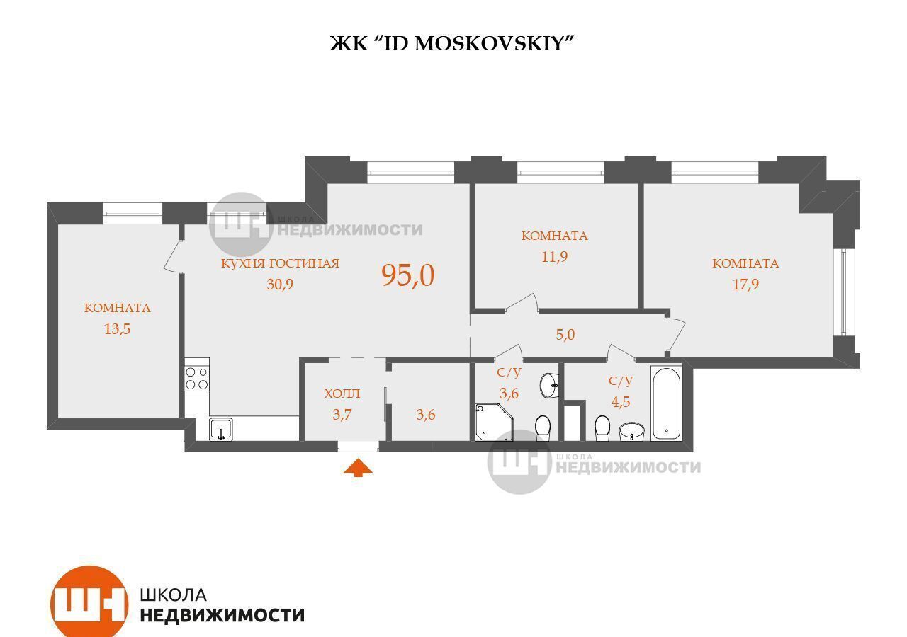 квартира г Санкт-Петербург метро Фрунзенская р-н Московская Застава пр-кт Московский 72к/2 ЖК iD Moskovskiy фото 2