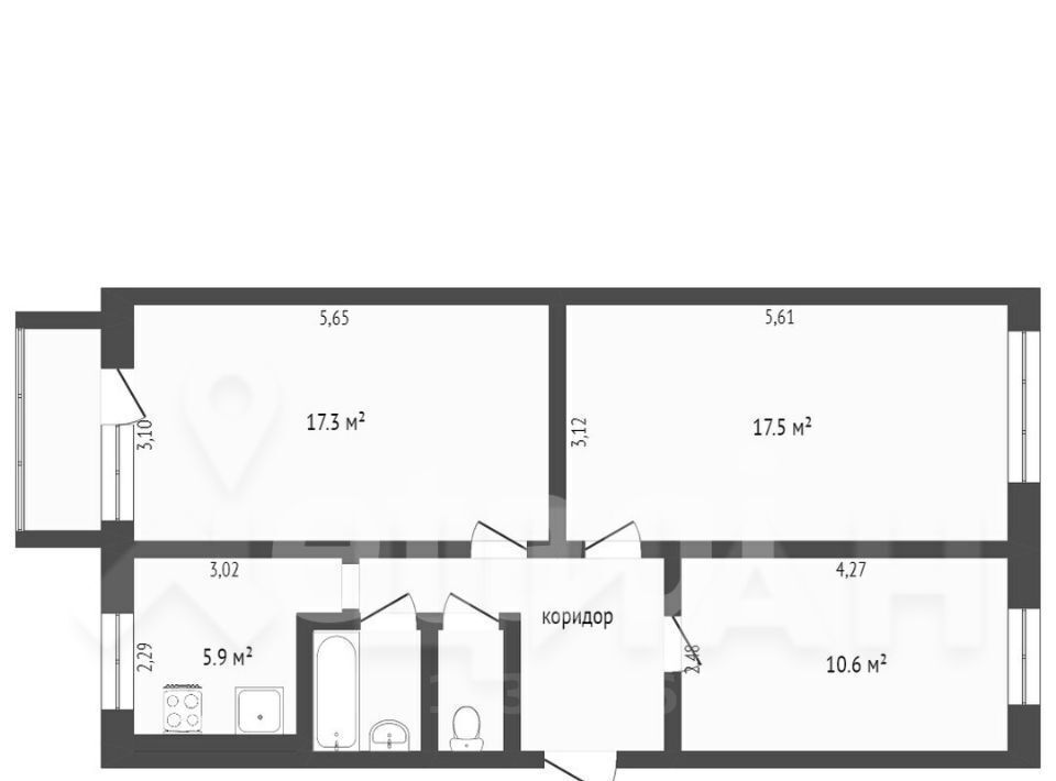 квартира г Тольятти р-н Автозаводский 1 квартал ул Свердлова 37 фото 2