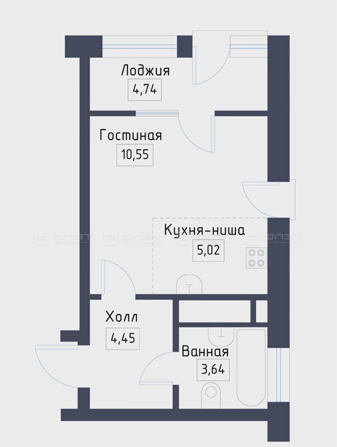 квартира р-н Зеленодольский с Осиново ЖК «Зимний Сад» ул. Гайсина/Спортивная, стр. 4 фото 3