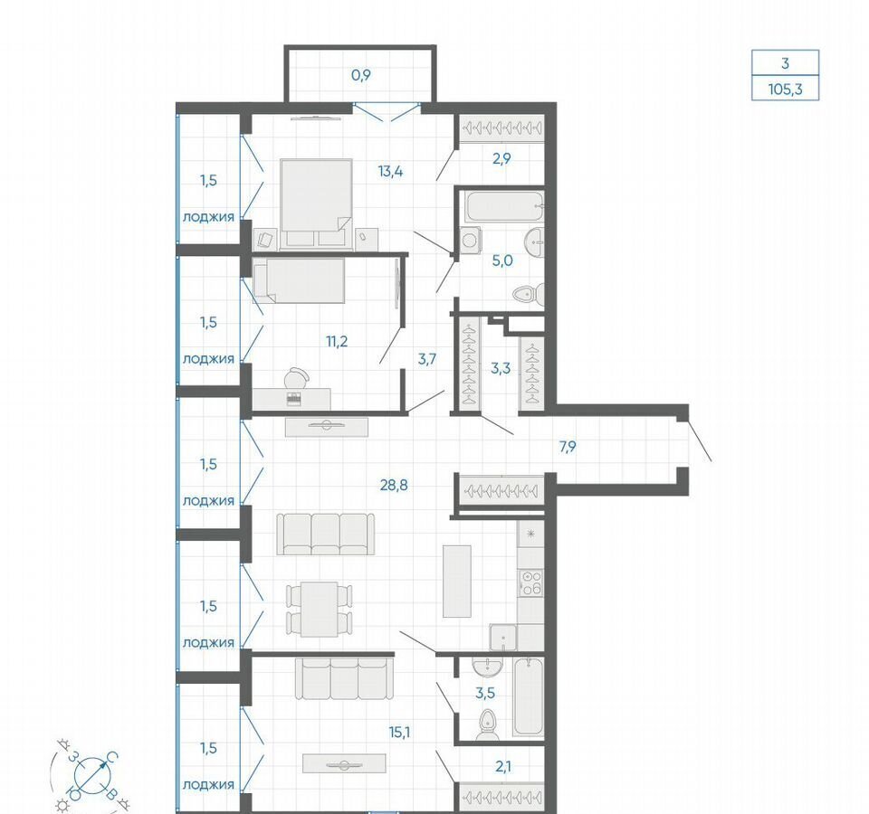 квартира г Екатеринбург Академический ул Академика Парина 12/6 ЖК «First» фото 1