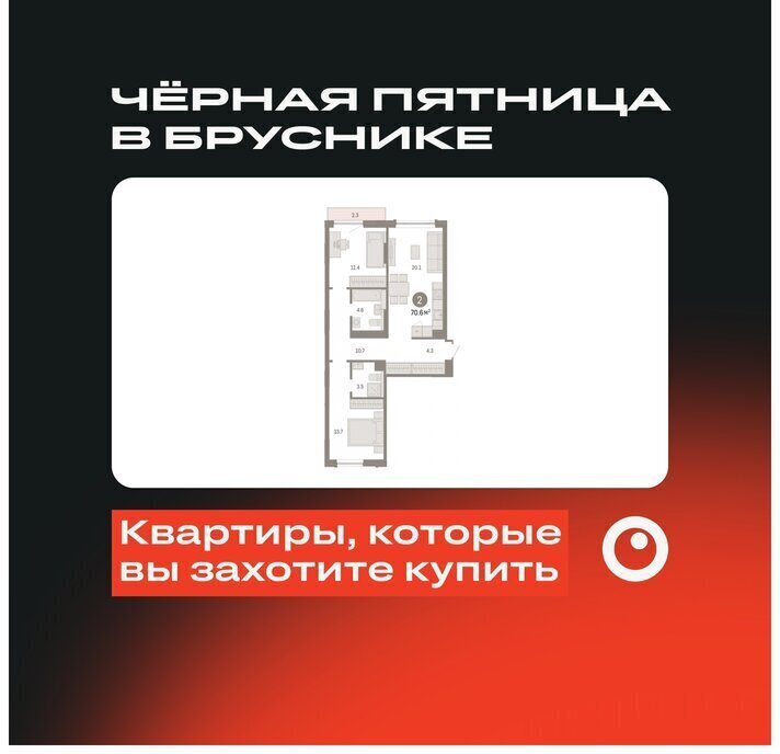 квартира г Тюмень ЖК «Октябрьский на Туре» Калининский административный округ фото 1