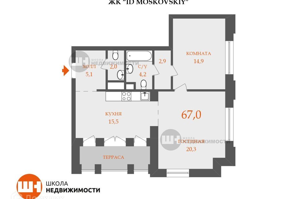 квартира г Санкт-Петербург р-н Московская Застава пр-кт Московский ЖК iD Moskovskiy Московский, 72 к 2 ст 1 фото 1