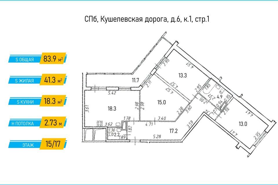 квартира г Санкт-Петербург р-н Пискарёвка дор Кушелевская ЖК «Дом на Блюхера» Калининский, 6 к 1 ст 1 фото 7