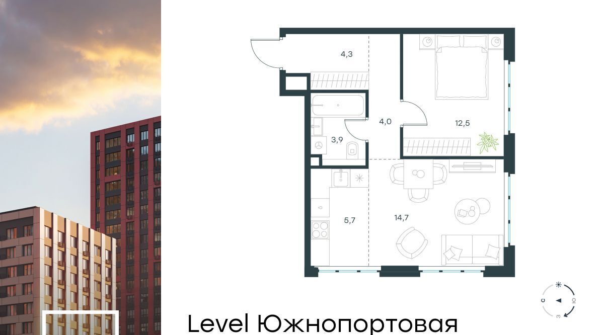 квартира г Москва метро Кожуховская ЖК Левел Южнопортовая 14 муниципальный округ Печатники фото 1