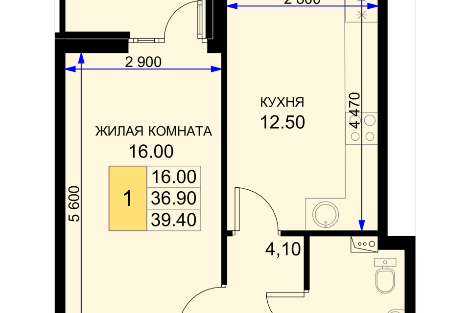 квартира р-н Динской п Южный ул Казачья 4/1 Южно-Кубанское сельское поселение фото 1