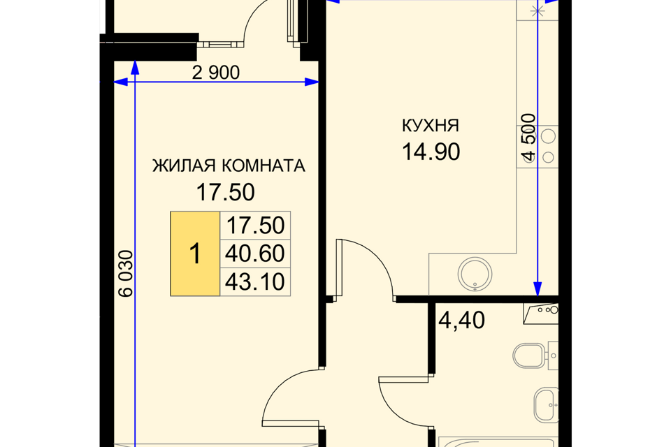 квартира р-н Динской п Южный ул Казачья 4/1 Южно-Кубанское сельское поселение фото 1