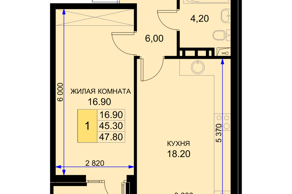 квартира р-н Динской п Южный ул Казачья 4/1 Южно-Кубанское сельское поселение фото 1