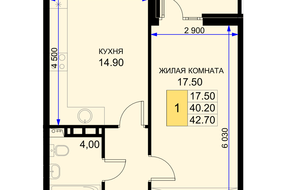 квартира р-н Динской п Южный ул Казачья 4/1 Южно-Кубанское сельское поселение фото 1