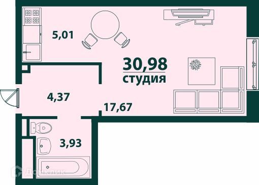 квартира г Ульяновск р-н Засвияжский ул Аблукова 4 городской округ Ульяновск фото 1