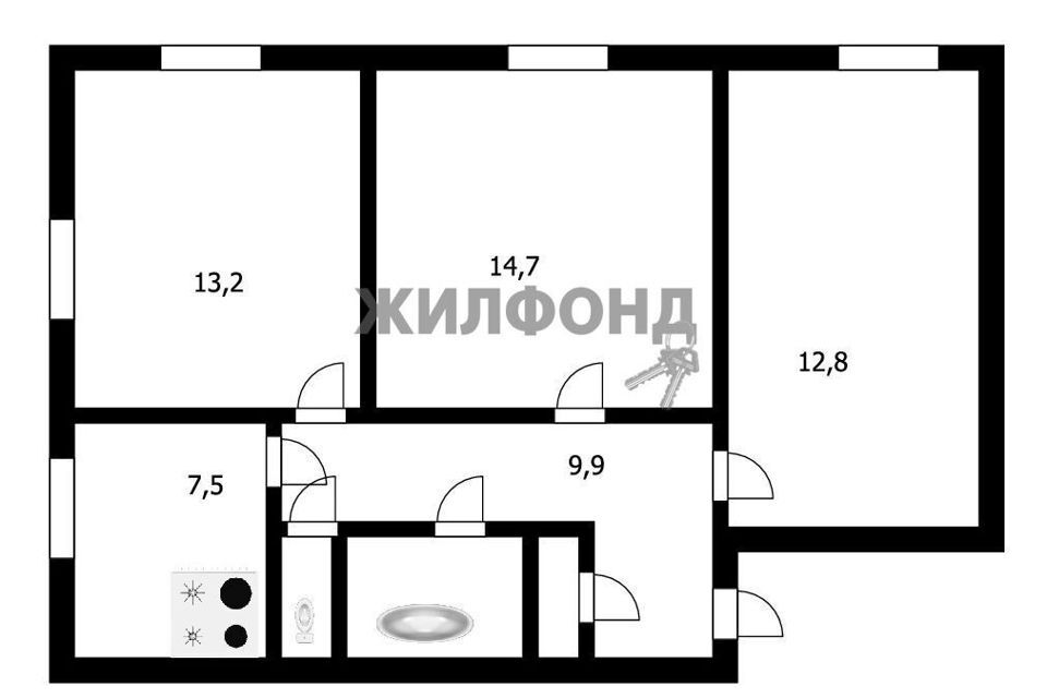 квартира г Новосибирск р-н Калининский Александра Невского, 12, Новосибирск городской округ фото 1