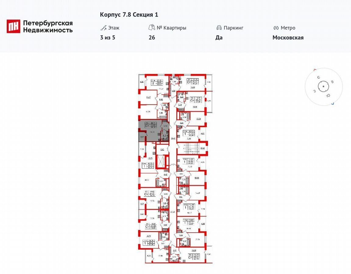 квартира г Санкт-Петербург р-н Московский ш Пулковское 7/8 ЖК Парадный ансамбль округ Пулковский меридиан фото 2