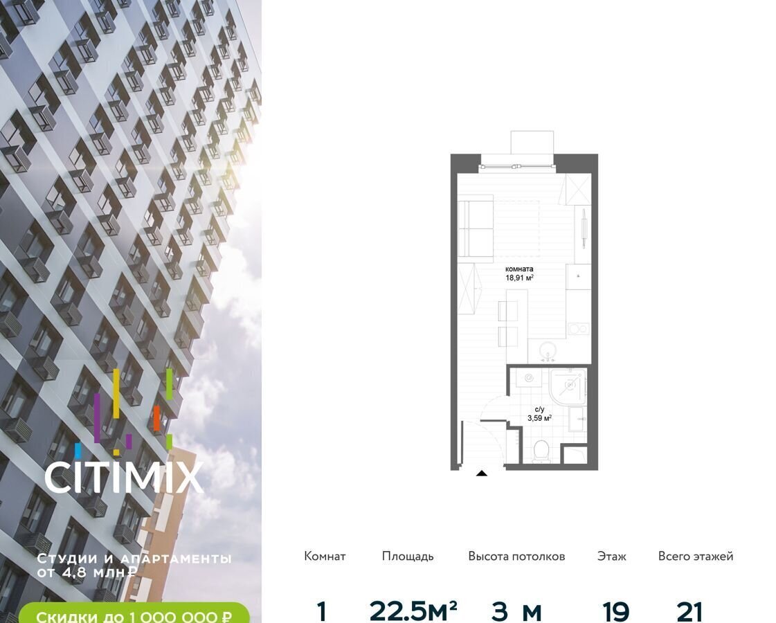 квартира г Москва метро Озерная ул Никулинская 11г МФК Citimix муниципальный округ Тропарёво-Никулино фото 1