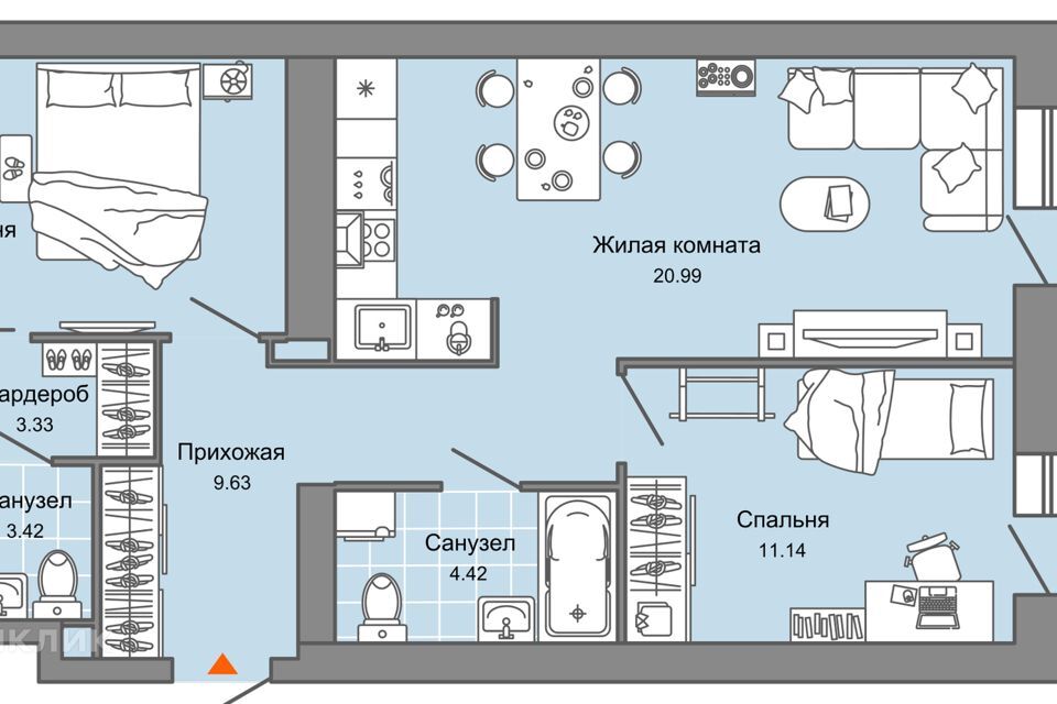 квартира г Ульяновск р-н Заволжский Новый Город м-н, городской округ Ульяновск фото 1