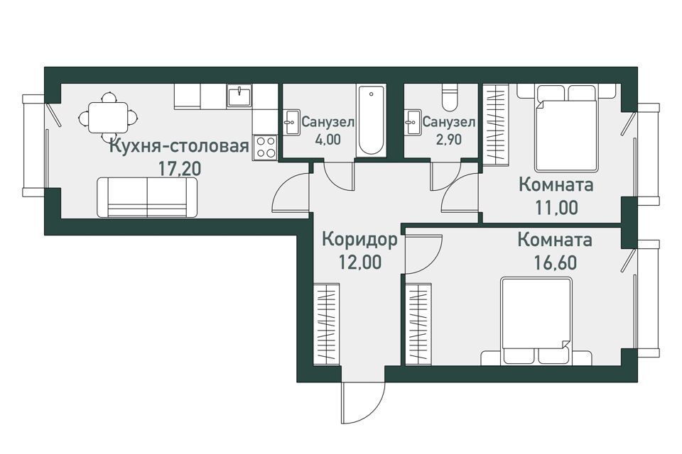 квартира р-н Сосновский п Западный Спортивная улица, 22 фото 1