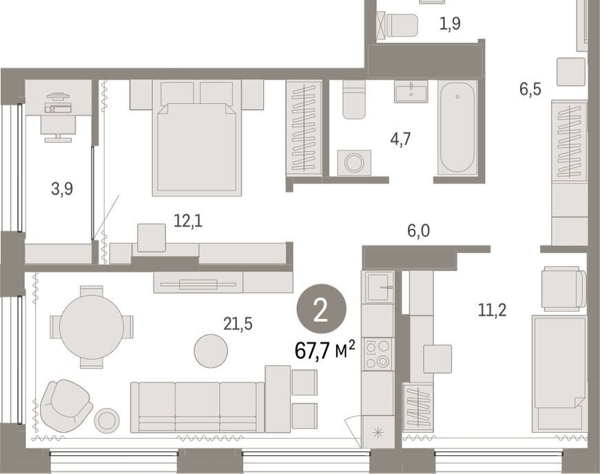 квартира г Тюмень ул Краснооктябрьская 4к/3 фото 2