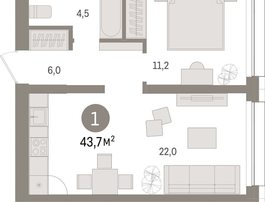 квартира г Тюмень ул Мысовская 26к/1 фото 2