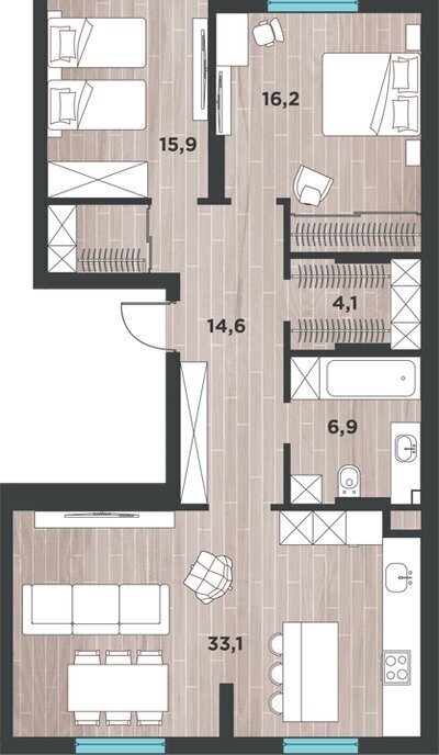 квартира г Калининград ул Большая Окружная 3-я 243 фото 1