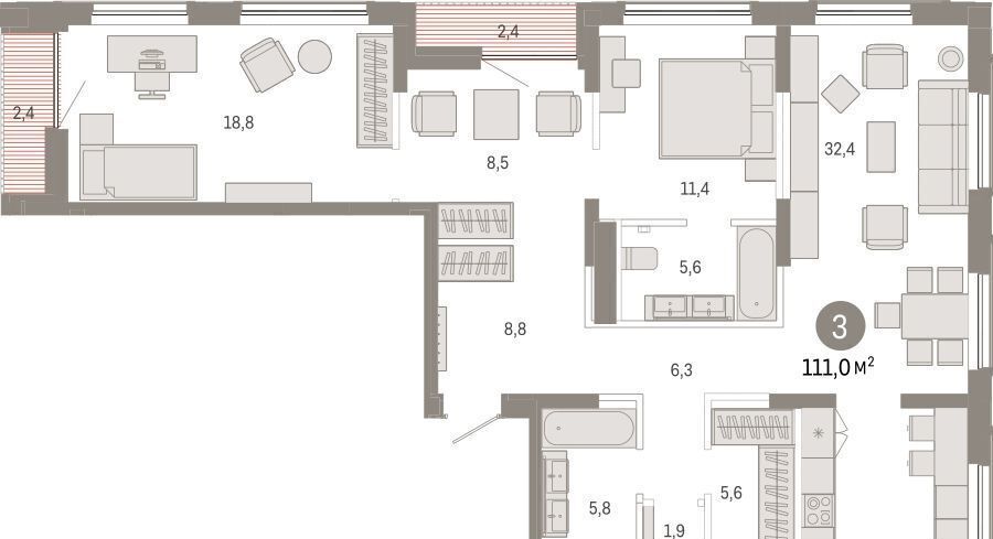 квартира г Тюмень р-н Калининский ул Краснооктябрьская 4/2 фото 2