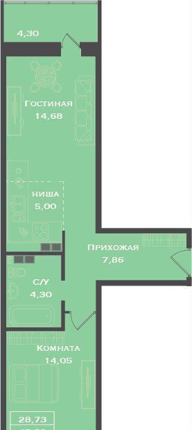 квартира г Сургут р-н Северный жилой мкр. 51, ул. 23«З», стр. 2 фото 1